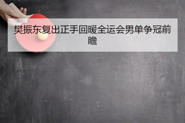 樊振东复出正手回暖全运会男单争冠前瞻